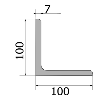 Угол г/к 100х7 мм Ст3